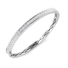 2.00 Ct D-E/VS Lab Grown Diamond Channel Set Bangle 9k White Gold Ready To Ship