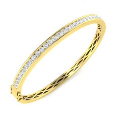 2 Carat D-E/VS Lab Grown Round Diamond Channel Set Bangle 9k Yellow Gold Ready To Ship