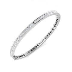 1.5 Carat D-E/VS Lab Grown Round Diamond Channel Set Bangle 9k White Gold Ready To Ship