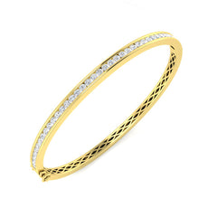 1.5 Carat D-E/VS Lab Grown Round Diamond Channel Set Bangle 9k Yellow Gold Ready To Ship