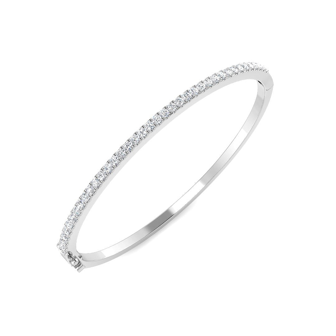 0.90 Carat D-E/VS Lab Grown Diamond Eternity Bangle 9k White Gold Ready To Ship