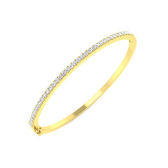 0.9 Carat D-E/VS Lab Grown Round Diamond Eternity Bangle 9k Yellow Gold Ready To Ship