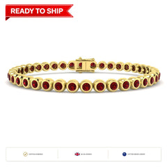 4.70Carat Round Ruby & Diamond Designer Bracelet 9k Yellow Gold