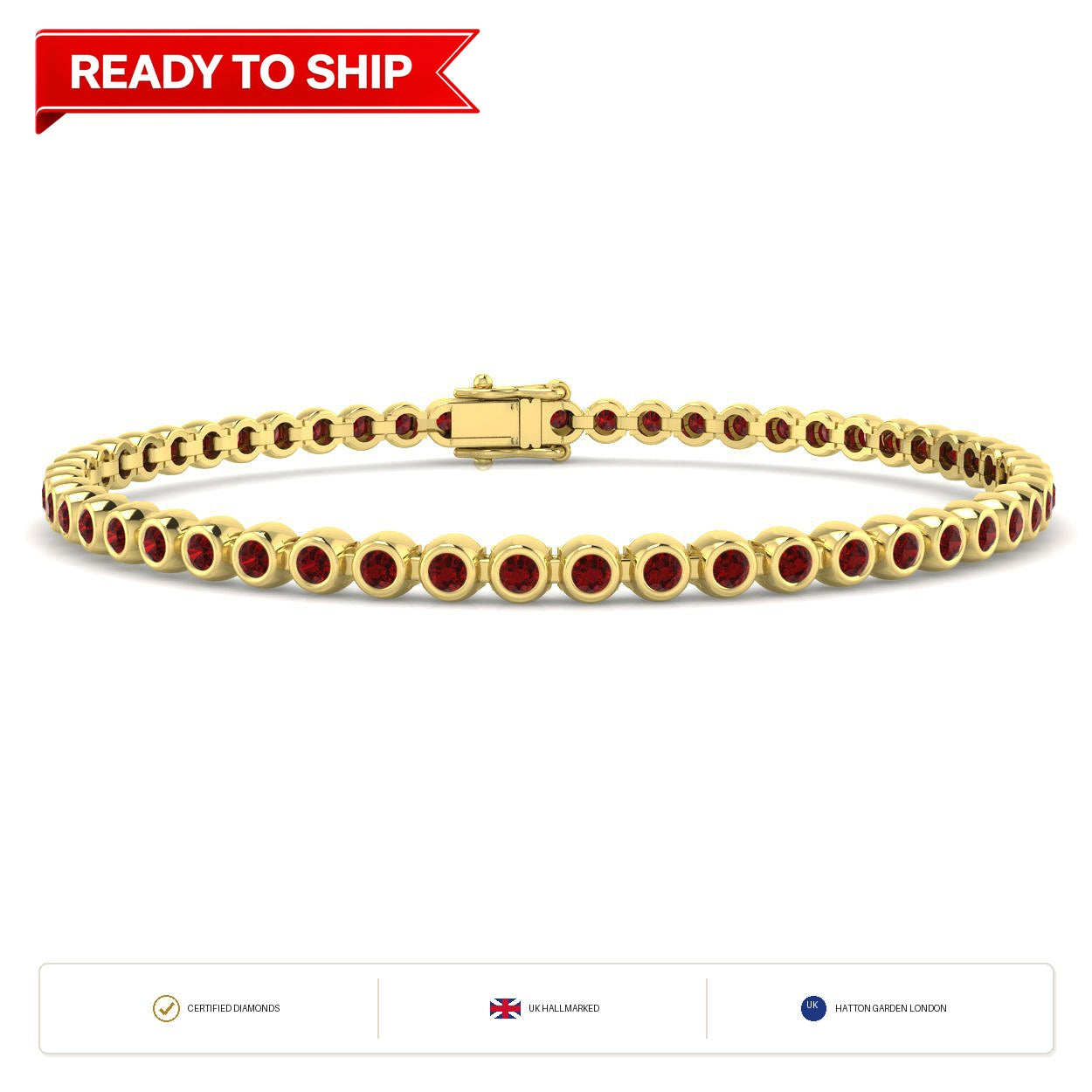 2.50Carat Round Ruby & Diamond Designer Bracelet 9k Yellow Gold