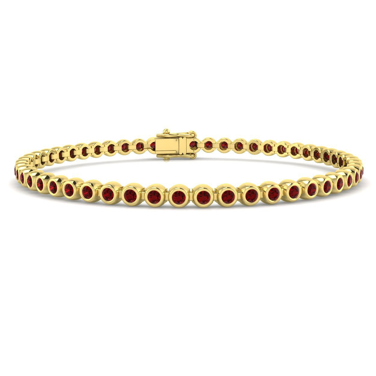 2.50Carat Round Ruby & Diamond Designer Bracelet 9k Yellow Gold Ready To Ship