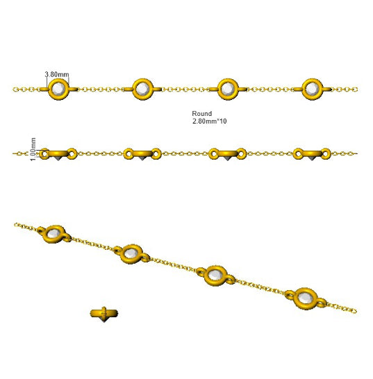 0.8 Carat D-E/VS Lab Grown Round Diamond Everyday Bracelet 9k Yellow Gold Ready To Ship
