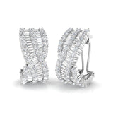 Hoop Earrings with Triple Row Cross-over Diamonds | 3ct Gold