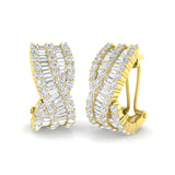 Hoop Earrings with Triple Row Cross-over Diamonds | 3ct Gold