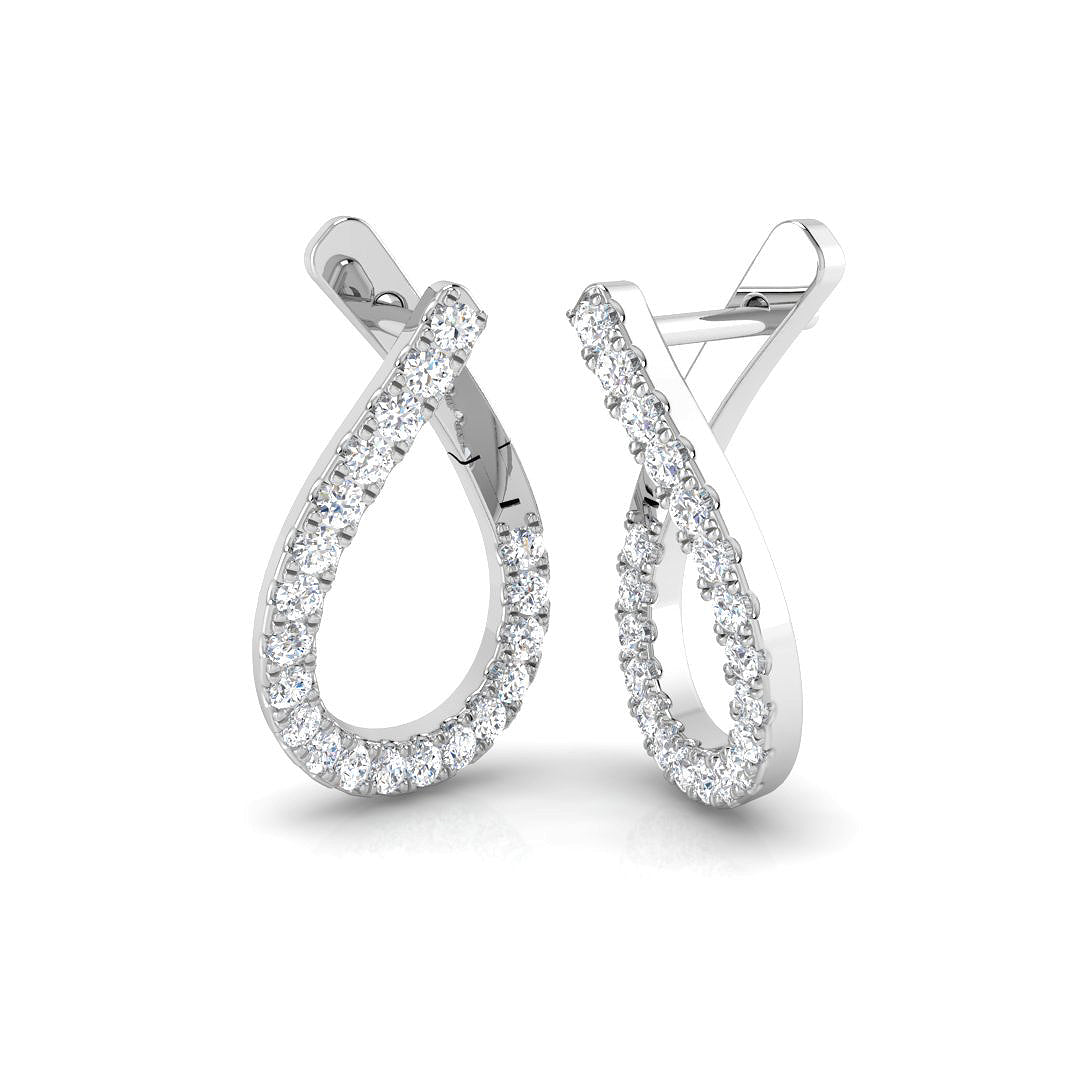 Stunning 0.5 - 2.0Ct Diamond Twist Teardrop Earrings in White Gold