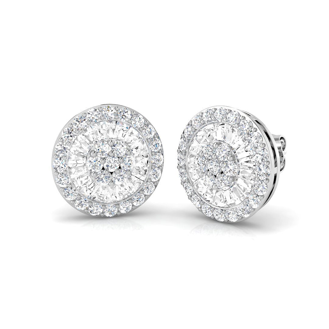 Halo Stud Earrings - 1.75 Carat Custom Mosaic Cluster