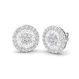 Halo Stud Earrings - 1.75 Carat Custom Mosaic Cluster