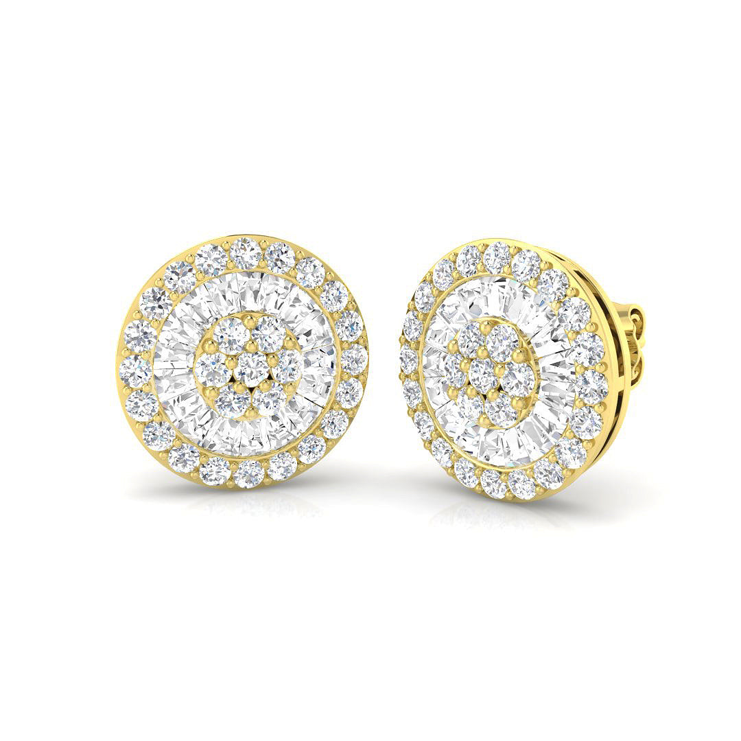 Halo Stud Earrings - 1.75 Carat Custom Mosaic Cluster
