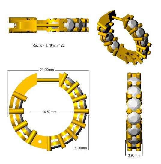Boucles d'oreilles créoles en or avec diamants ronds naturels/de synthèse - Poinçonnées au Royaume-Uni