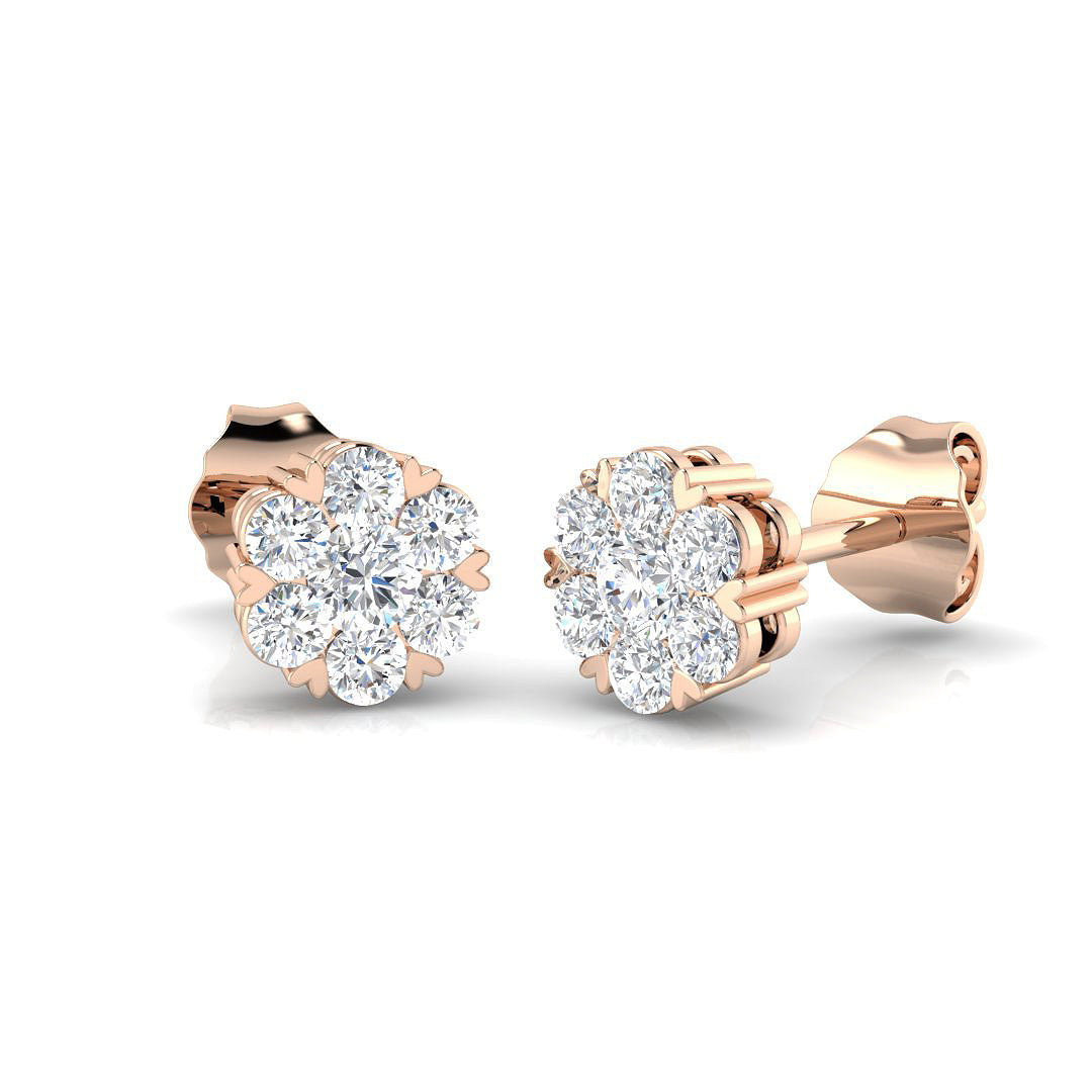 Luxury Casey Cluster Diamond Earrings in 14K Gold - 0.5ct Elegant Glamour