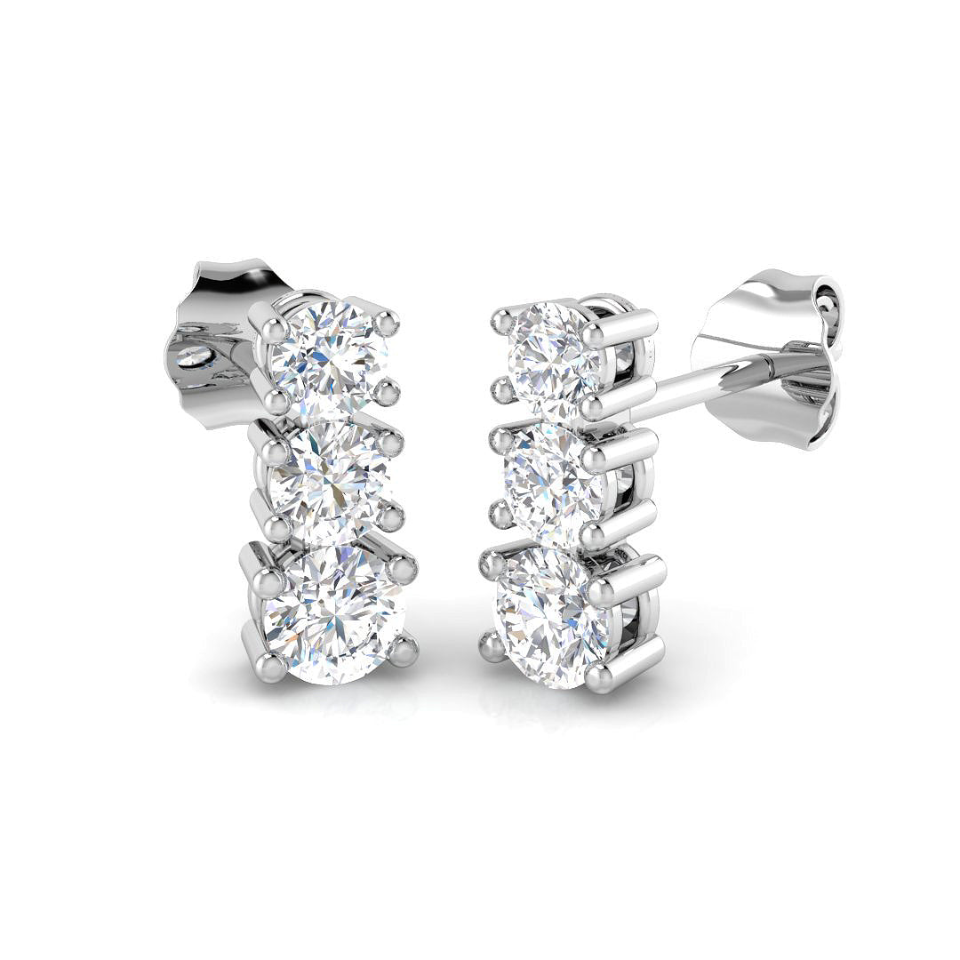 "Ensly 0.5ct to 1.75ct Gold Drop & Trilogy Diamond Earrings"