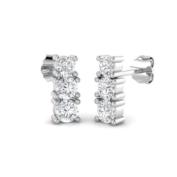 1.03ct Natural Diamond Round Cut Stud Earrings in 18K White Gold