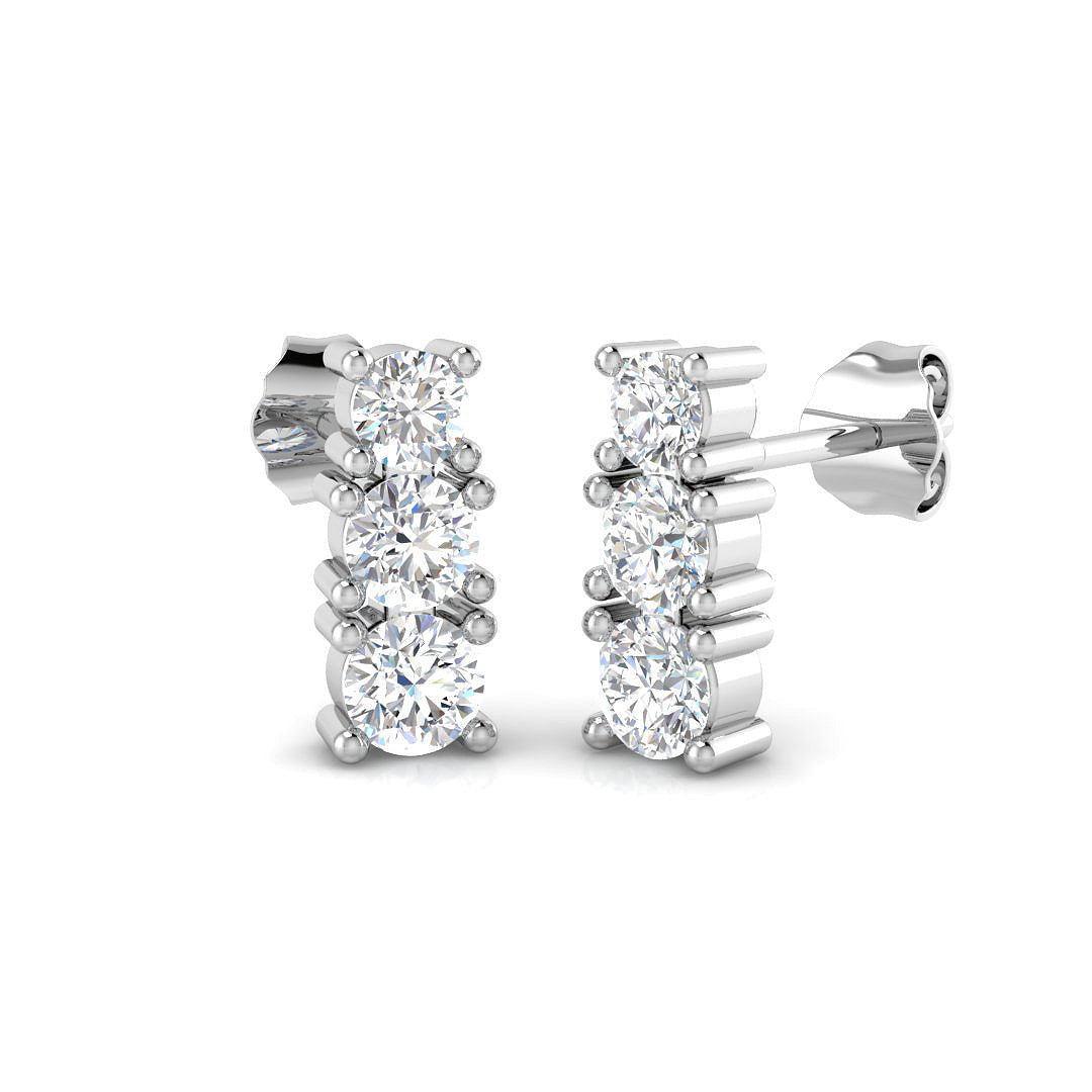 1.03ct Natural Diamond Round Cut Stud Earrings in 18K White Gold