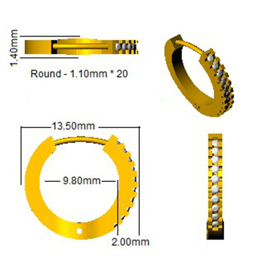 0.25 Carat Natural/Lab-Grown Round Diamond Hoop Earring in Gold - UK Made