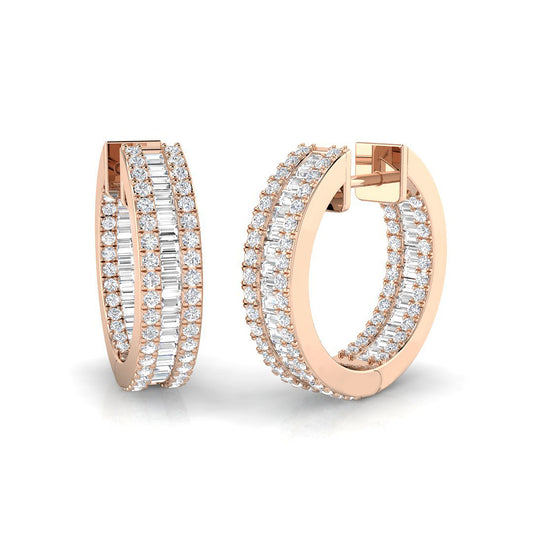Hoop Earrings with Triple Row Diamond Setting | 1.5ct-5.5ct