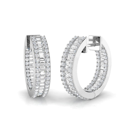 Hoop Earrings with Triple Row Diamond Setting | 1.5ct-5.5ct