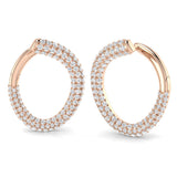 Stunning 1.0Ct Triple Row Diamond Hoop Earrings | Shop Now