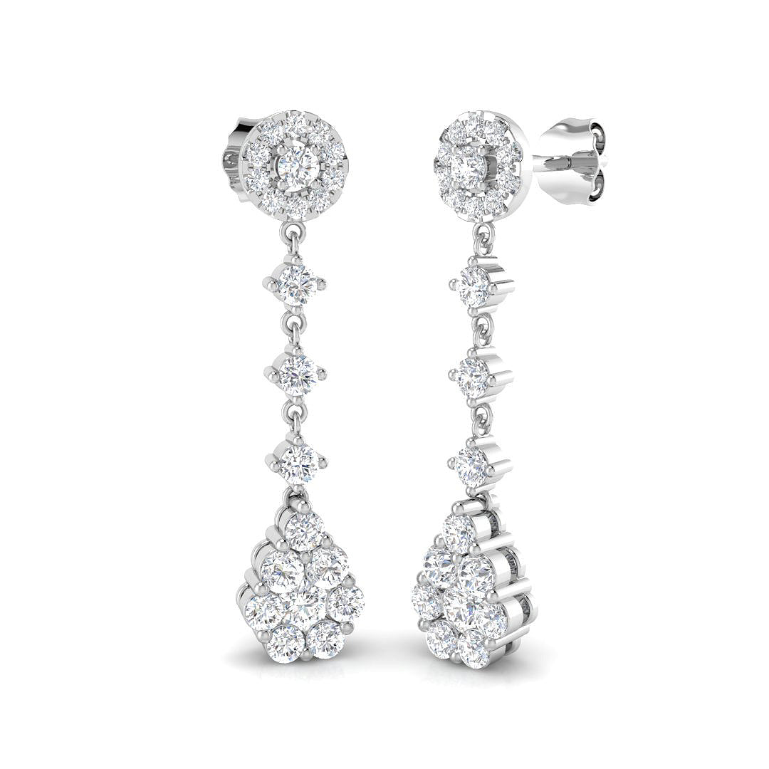 Gorgeous Smily 1.5ct Gold Drop & Trilogy Diamond Earrings