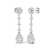 Gorgeous Smily 1.5ct Gold Drop & Trilogy Diamond Earrings