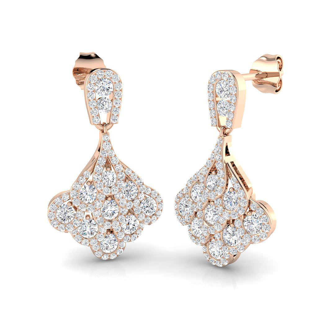 Deany Gold Drop & Trilogy Diamond Earrings - Exquisite 1.75-2.5ct