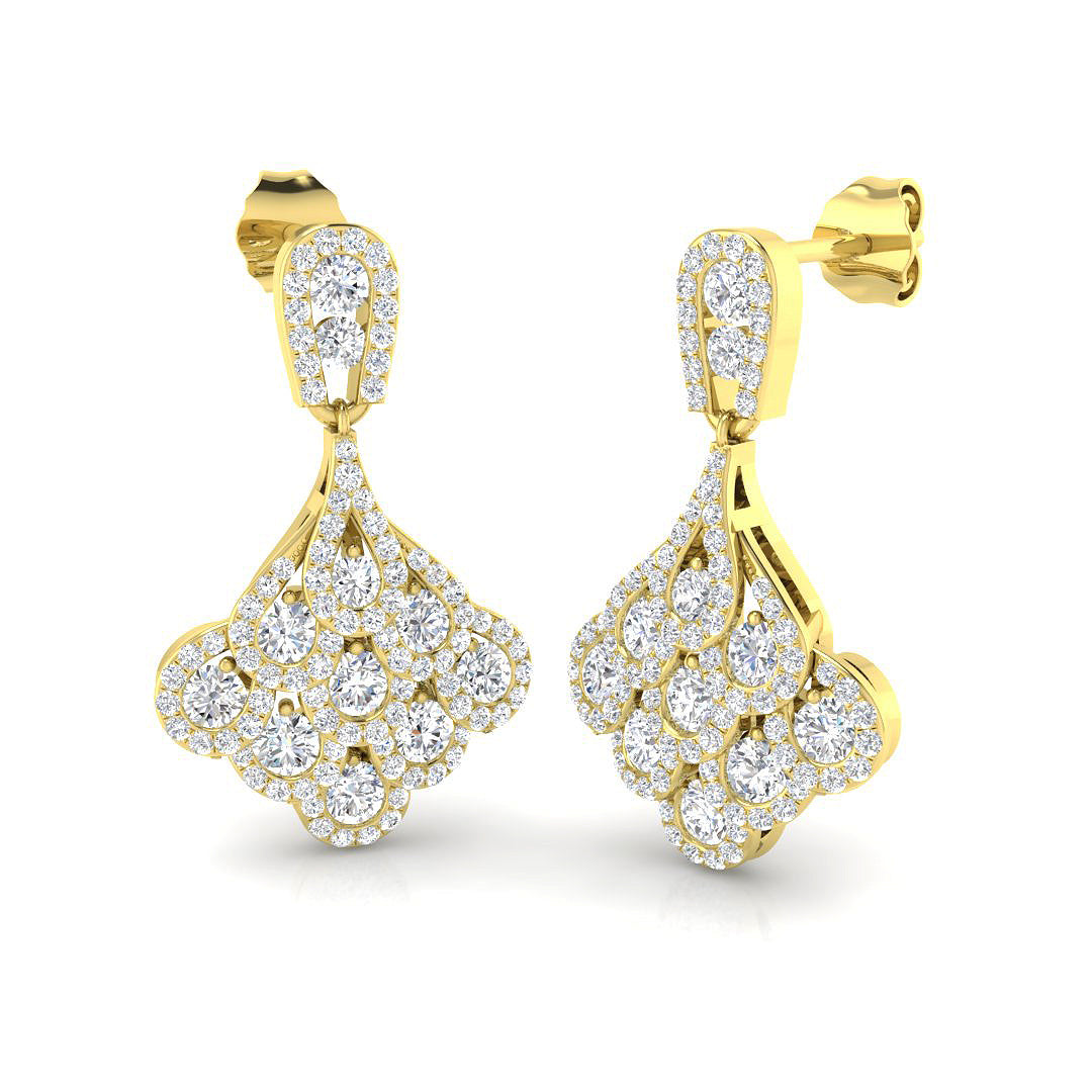 Deany Gold Drop & Trilogy Diamond Earrings - Exquisite 1.75-2.5ct