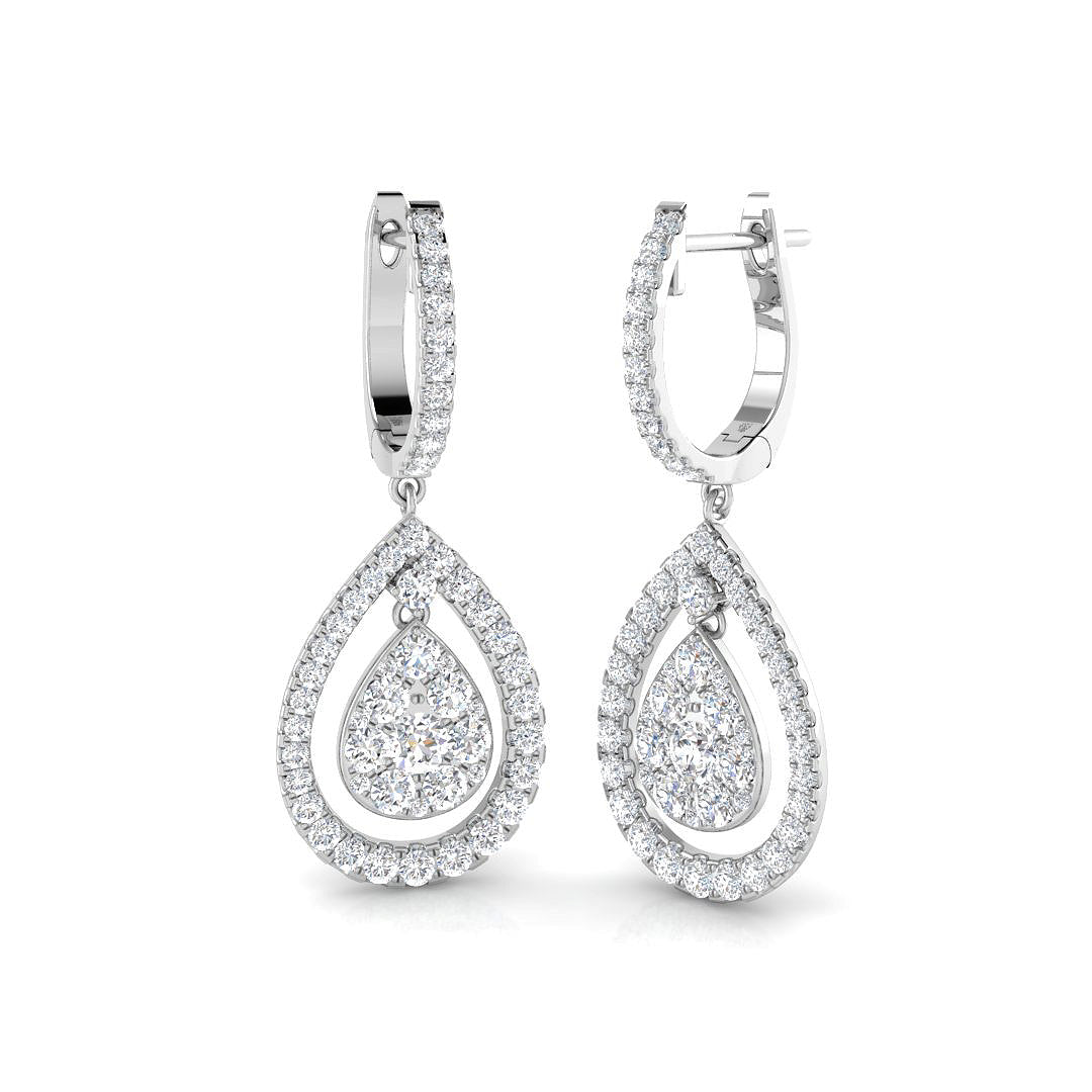 "Snobby 1.5ct Gold Drop & Trilogy Diamond Earrings - Luxury Elegance"