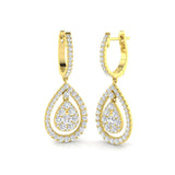 "Snobby 1.5ct Gold Drop & Trilogy Diamond Earrings - Luxury Elegance"