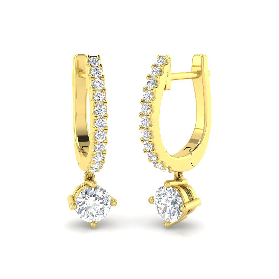 "Dairn Gold Drop & Trilogy Diamond Earrings - 0.5ct to 9.5ct Luxury"