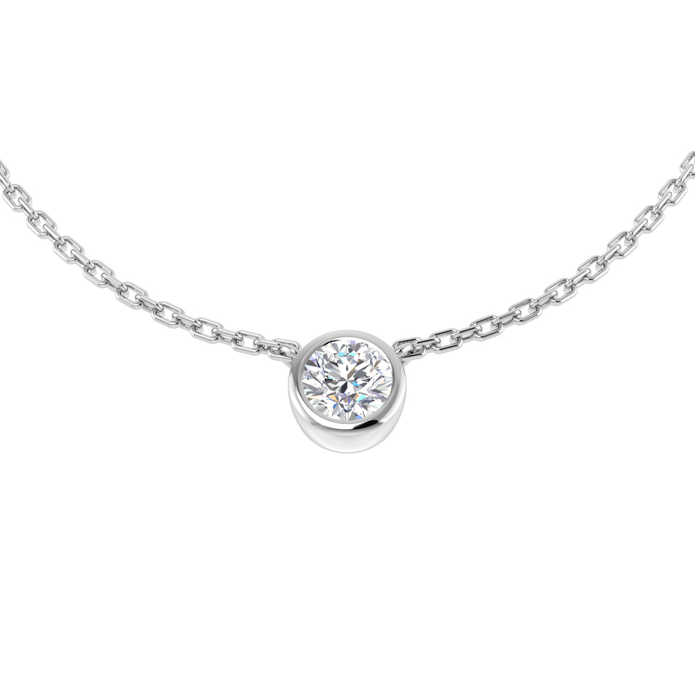 Karen Solitaire Diamond Necklace 0.2ct 0.33ct Gold Platinum