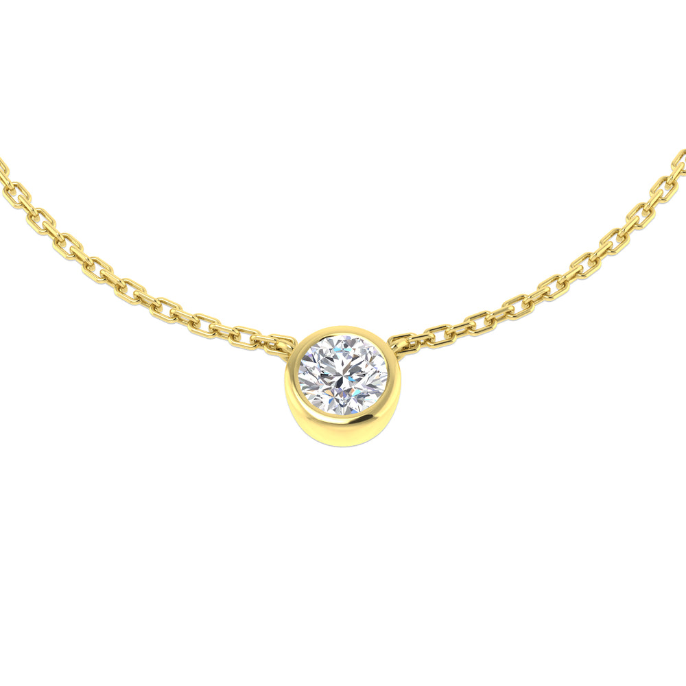 Karen Solitaire Diamond Necklace 0.2ct 0.33ct Gold Platinum