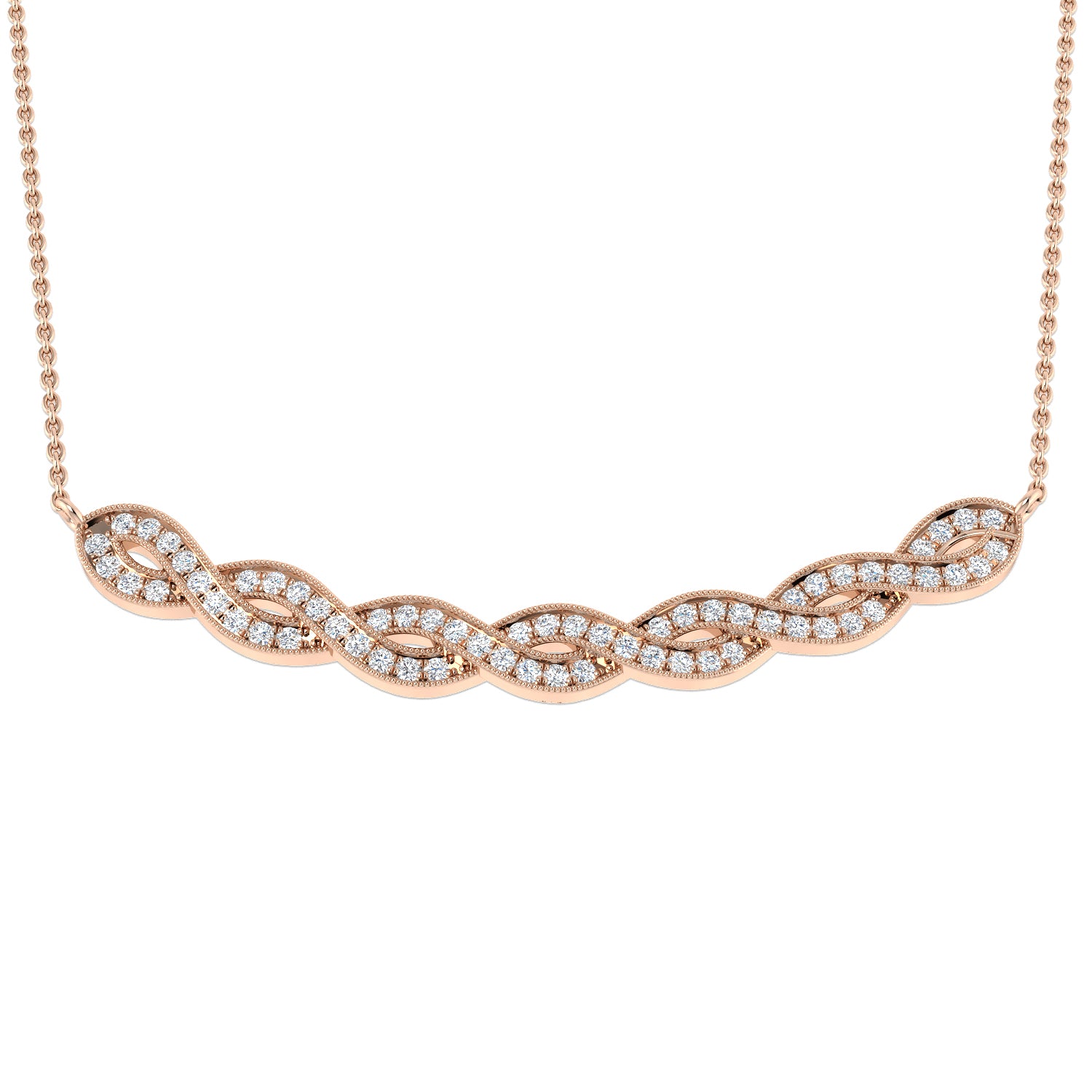 Pearl Diamond Spectacle Necklace 0.33ct Gold Platinum
