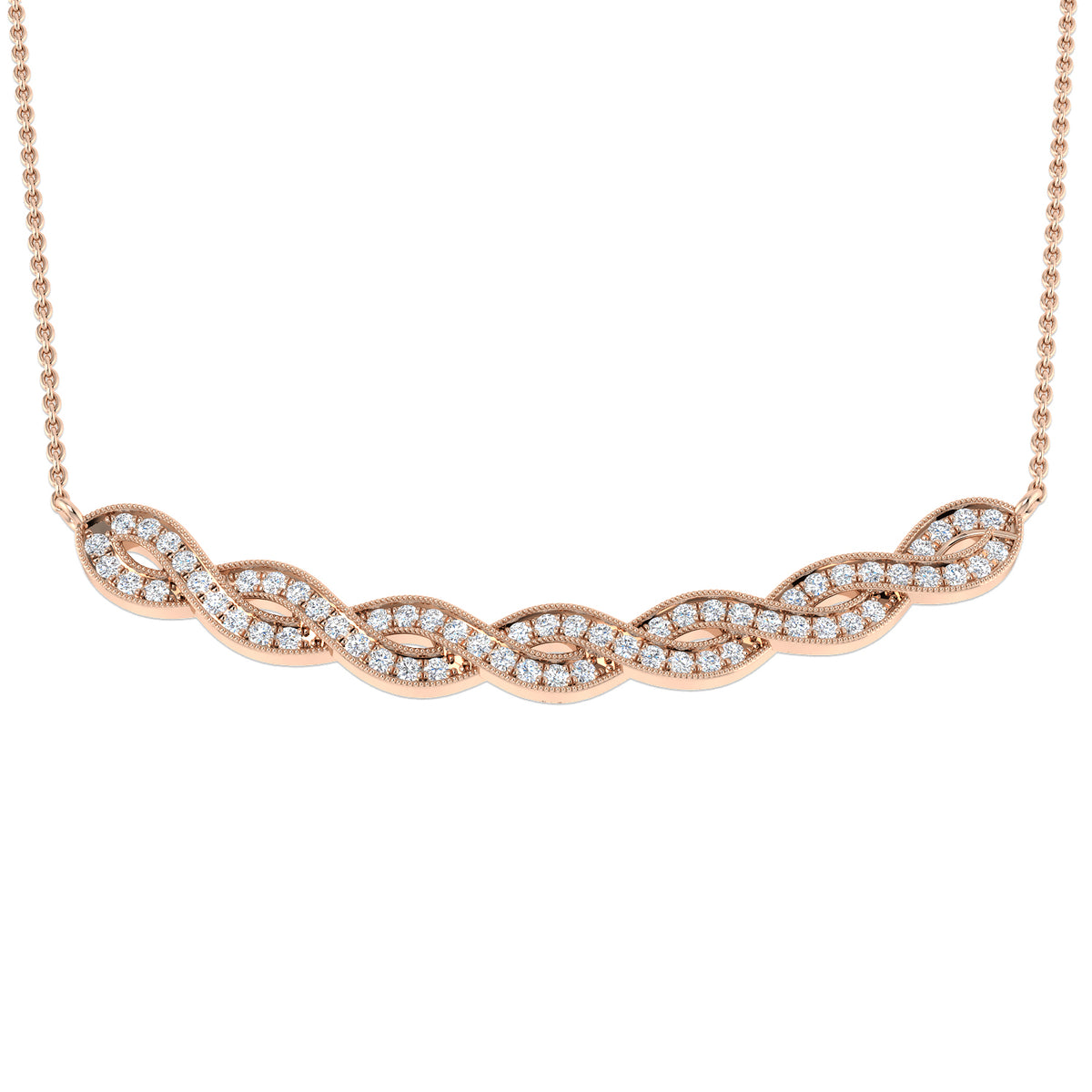 Pearl Diamond Spectacle Necklace 0.33ct Gold Platinum