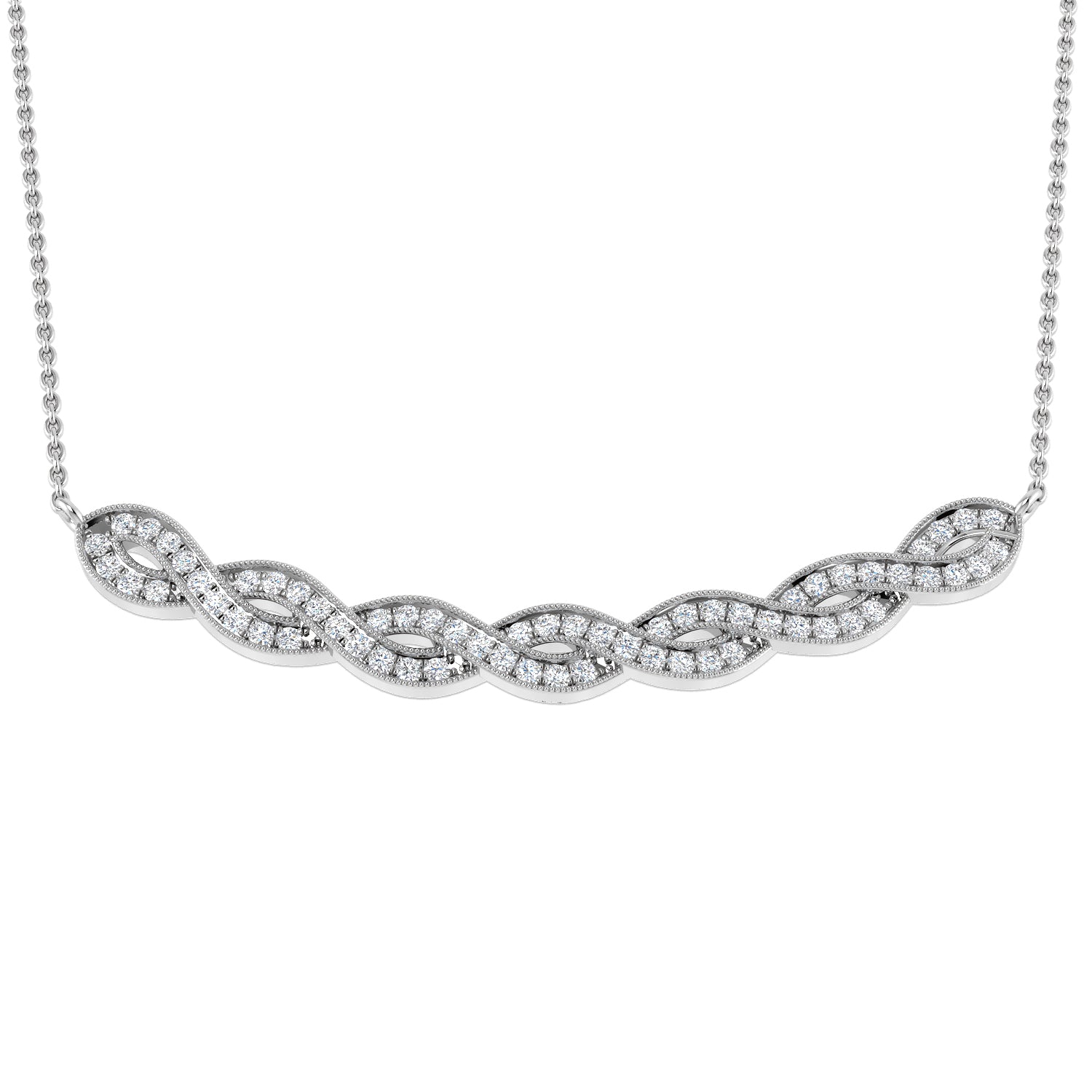 Pearl Diamond Spectacle Necklace 0.33ct Gold Platinum