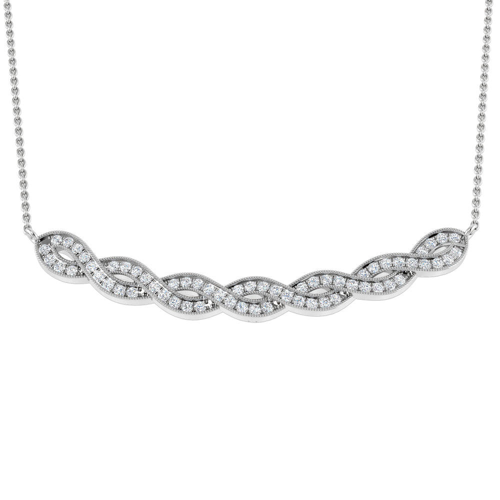 Pearl Diamond Spectacle Necklace 0.33ct Gold Platinum