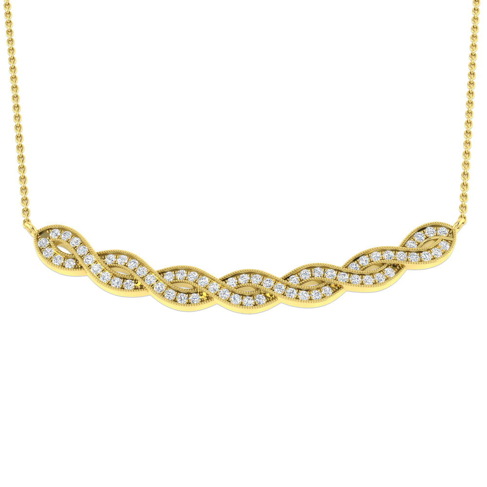 Pearl Diamond Spectacle Necklace 0.33ct Gold Platinum