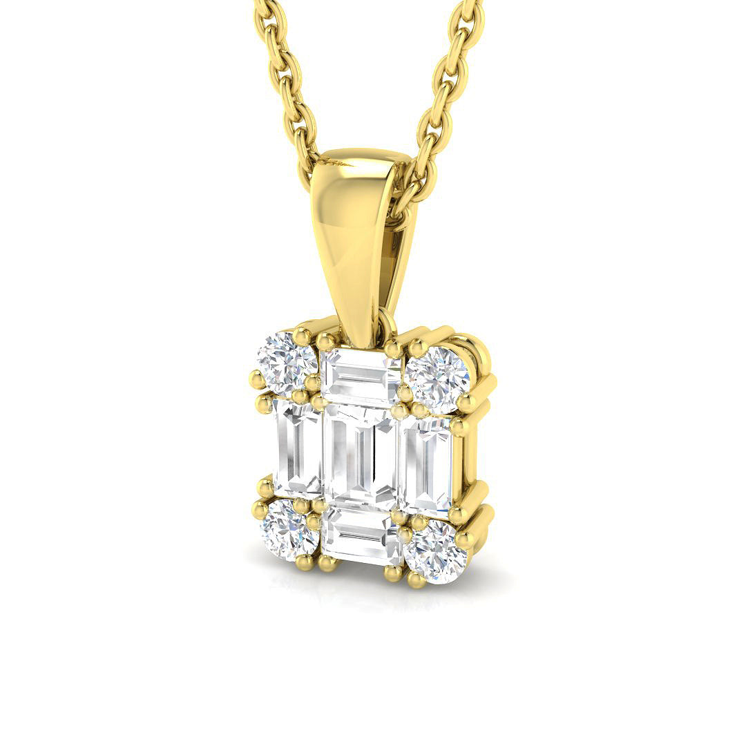 Gilia Baguette Brilliant Pendant 0.3ct Gold (Without Chain )
