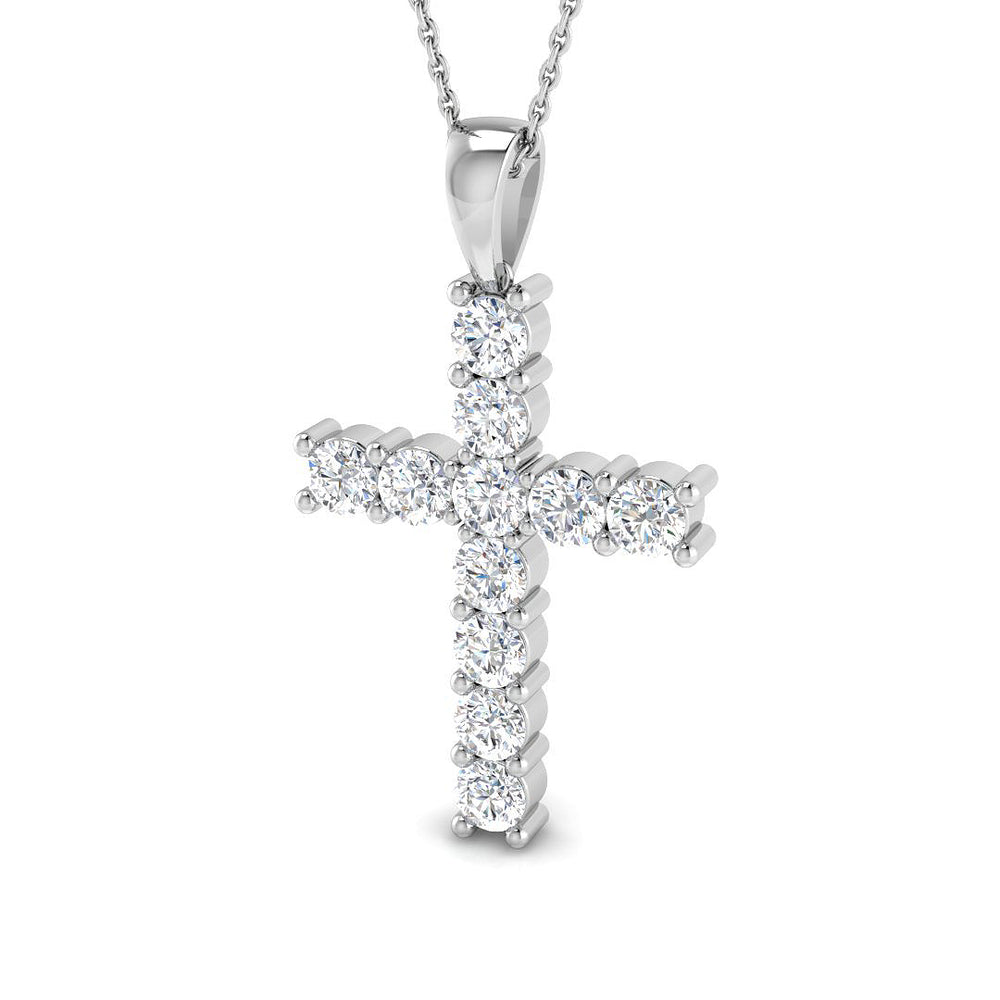 Imperiana 1.75Ct Diamond Cross Pendant In 9K, 18K (White, Yellow, Rose Gold) With Complimentary Silver