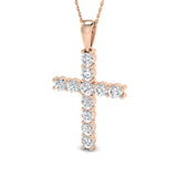 Sovereigna 2Ct Diamond Cross Pendant In 9K, 18K (White, Yellow, Rose Gold) With Complimentary Silver