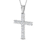 Sovereigna 2Ct Diamond Cross Pendant In 9K, 18K (White, Yellow, Rose Gold) With Complimentary Silver
