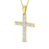 Sovereigna 2Ct Diamond Cross Pendant In 9K, 18K (White, Yellow, Rose Gold) With Complimentary Silver