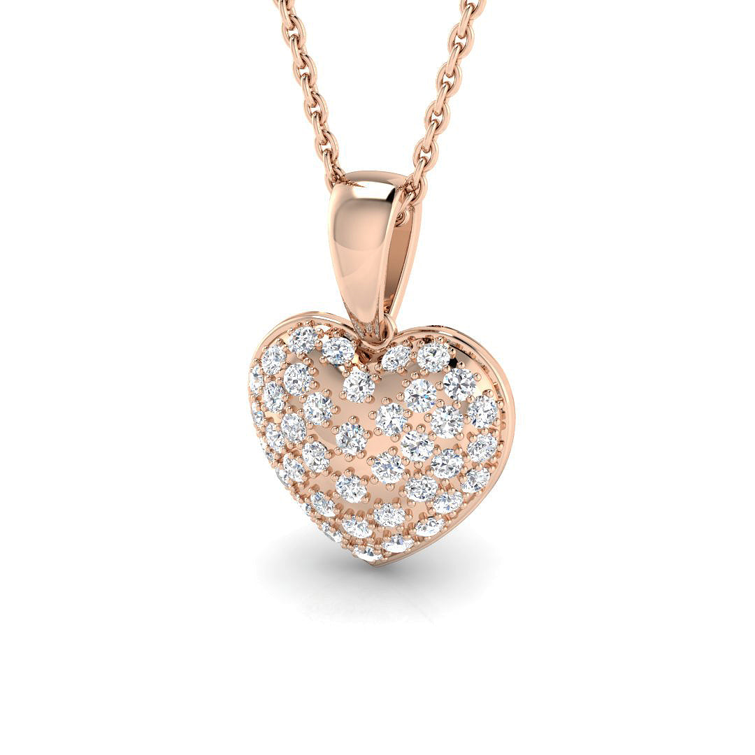 Lotus Diamond Heart Pendant 0.2ct Gold (Without Chain )