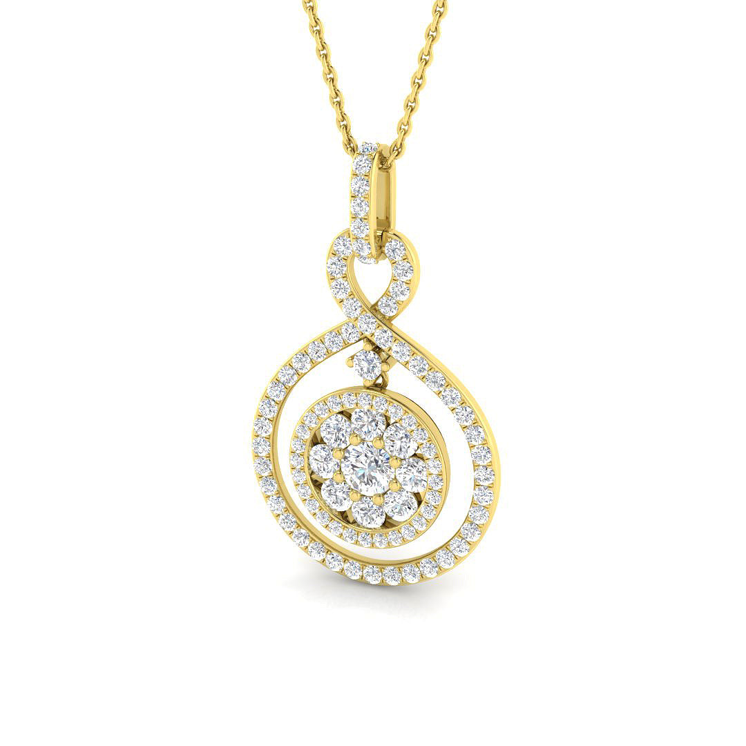 Penny Diamond Drop Pendant 1ct Gold (Without Chain )
