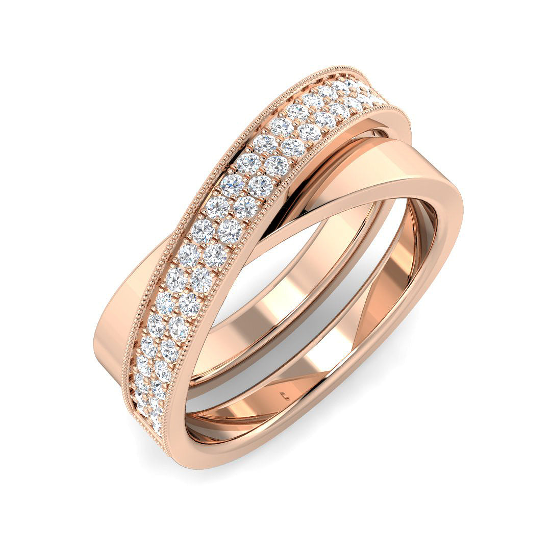 Criss-Cross Diamond Ring | Lab-Grown & Natural Diamonds | Hallmarked Gold & Platinum