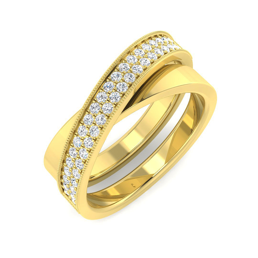 Criss-Cross Diamond Ring | Lab-Grown & Natural Diamonds | Hallmarked Gold & Platinum