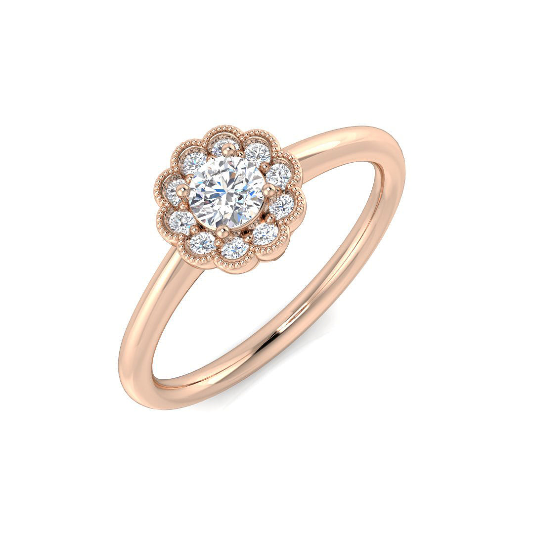 Lab-Grown Diamond Cluster Ring 0.3–0.75ct | Floral Halo Design