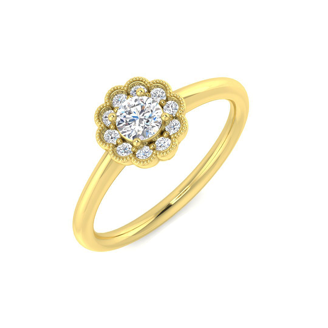 Lab-Grown Diamond Cluster Ring 0.3–0.75ct | Floral Halo Design